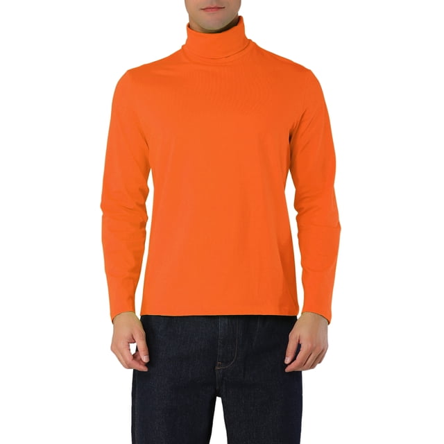 INSPIRE CHIC Chandails pour Hommes, Chandail à Col Roulé, Manches Longues, Extensible, Coupe Ajustée, Hauts 50 Orange