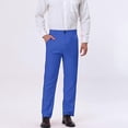 thumbnail image 2 of Styesk Men's Pants Men's Straight Solid Color Print Pocket Casual Suit Button Pants, 2 of 8