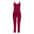 thumbnail image 5 of B91xZ Combinaisons Sans Manches Décontractées à Col en V pour Femmes, Bretelles Réglables, Jambes Larges, avec Poches, Rouge m, 5 of 5