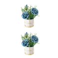 thumbnail image 2 of kurtrusly Artificial Flowers With Vase Add Of Color And Style To Any Room Indoor rose blue 2Set, 2 of 6