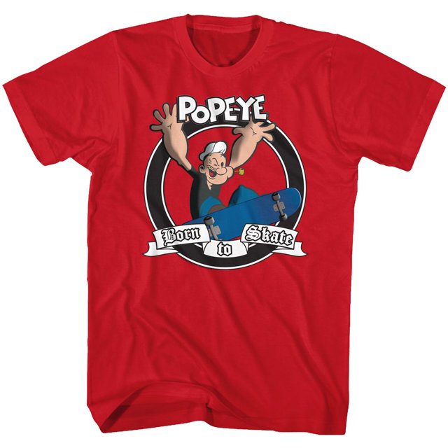 Popeye T-Shirt pour Adulte Rouge « Born To Skate »
