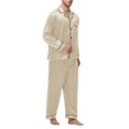 thumbnail image 2 of JMYHOAM Mens Pajamas Sets Lounge Sets for Men Long Sleeves Turn Down Collar Pajamas Spring Silk Ice Silk Buttons Homewear Set Loungewear, 2 of 7