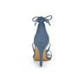 thumbnail image 4 of BLISSFUL STEP Chaussures pour Femmes Sandales à Talon Aiguille Haut à Bride Cheville à Nouer Bout Ouvert en Faux Suède Bleu Brume 5, 4 of 8