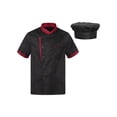 thumbnail image 1 of dPois Men Personalized Chef Coat With Hat Unisex Chef Jacket Kitchen Work Uniform Hotel Restaurant Workwear Black03 L, 1 of 7