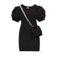 thumbnail image 2 of RXIRUCGD Robe Sac à Bulles Légère à Manches Courtes à Col Rond de Couleur Unie pour Petites et Moyennes Filles ( Noir, Taille : 3 Ans ), 2 of 7