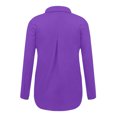thumbnail image 4 of RXIRUCGD Chemise à Manches Longues en Coton et Lin pour Femme, Chemise à Col Rond Unie à la Mode, Chemise/chemise à Manches Longues à Col Rond pour Femme, Violet, Taille : M, 4 of 6