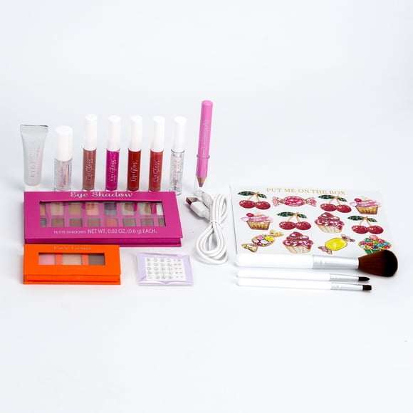 Makeup Gift Set for Her with LED Mirror, Lip Gloss, Blush & Eyeshadow
