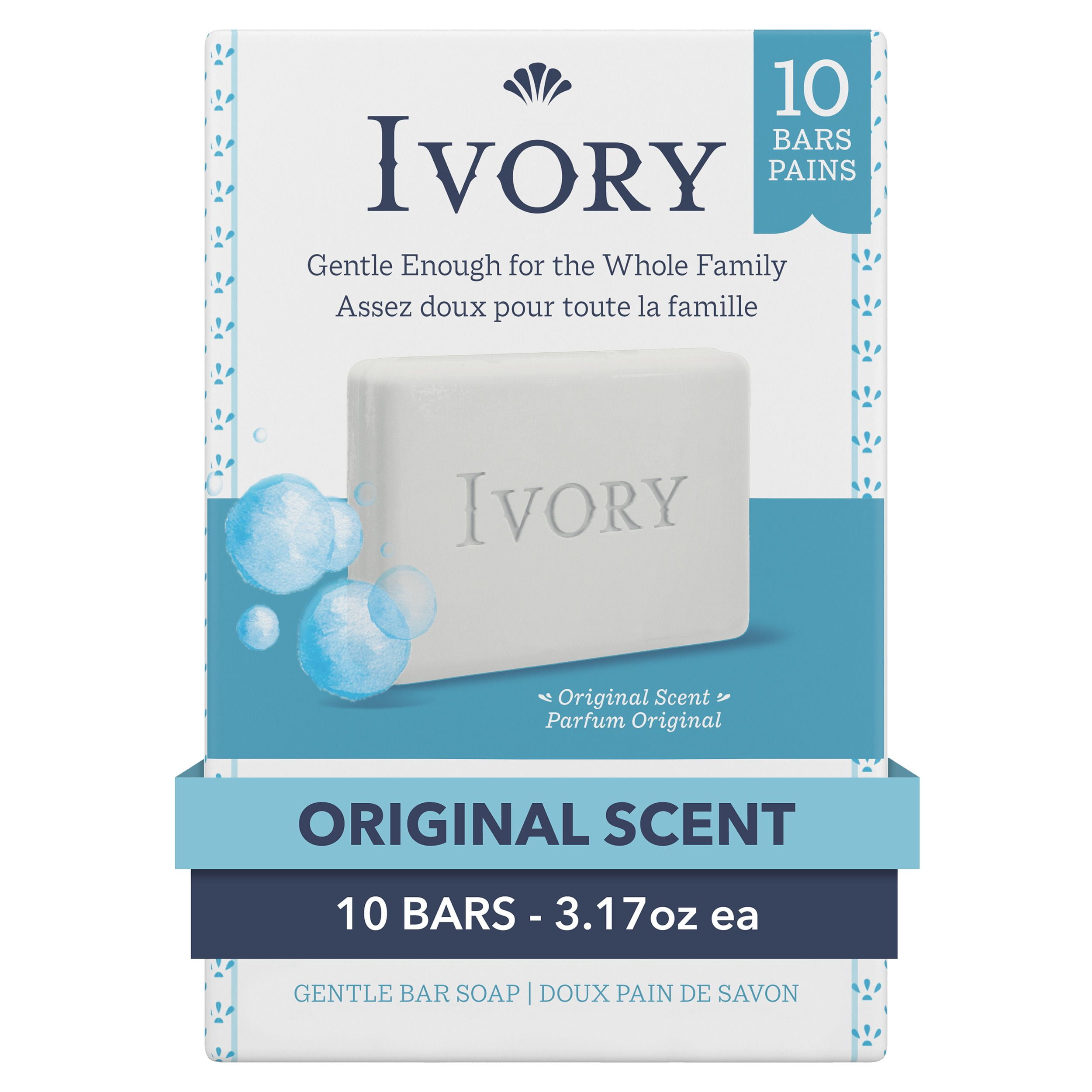 Ivory Bar Hand Soap Original Scent (10 Bars), 90 g