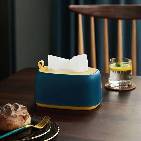 Plastic Tissue Box with Spring Mechanism, Extra-Large Opening for Living Room, Kitchen, Bathroom, 7.95x5.19x4.13 in