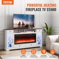 thumbnail image 2 of 80" Fireplace TV Stand with LED Light Remote Control & Timer Brown + White, 2 of 9