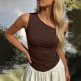 thumbnail image 2 of StSilkitty Womens One Shoulder Shirts Summer Solid Color Sleeveless Blouses Lightweight Soft Comfy Tops, 2 of 6