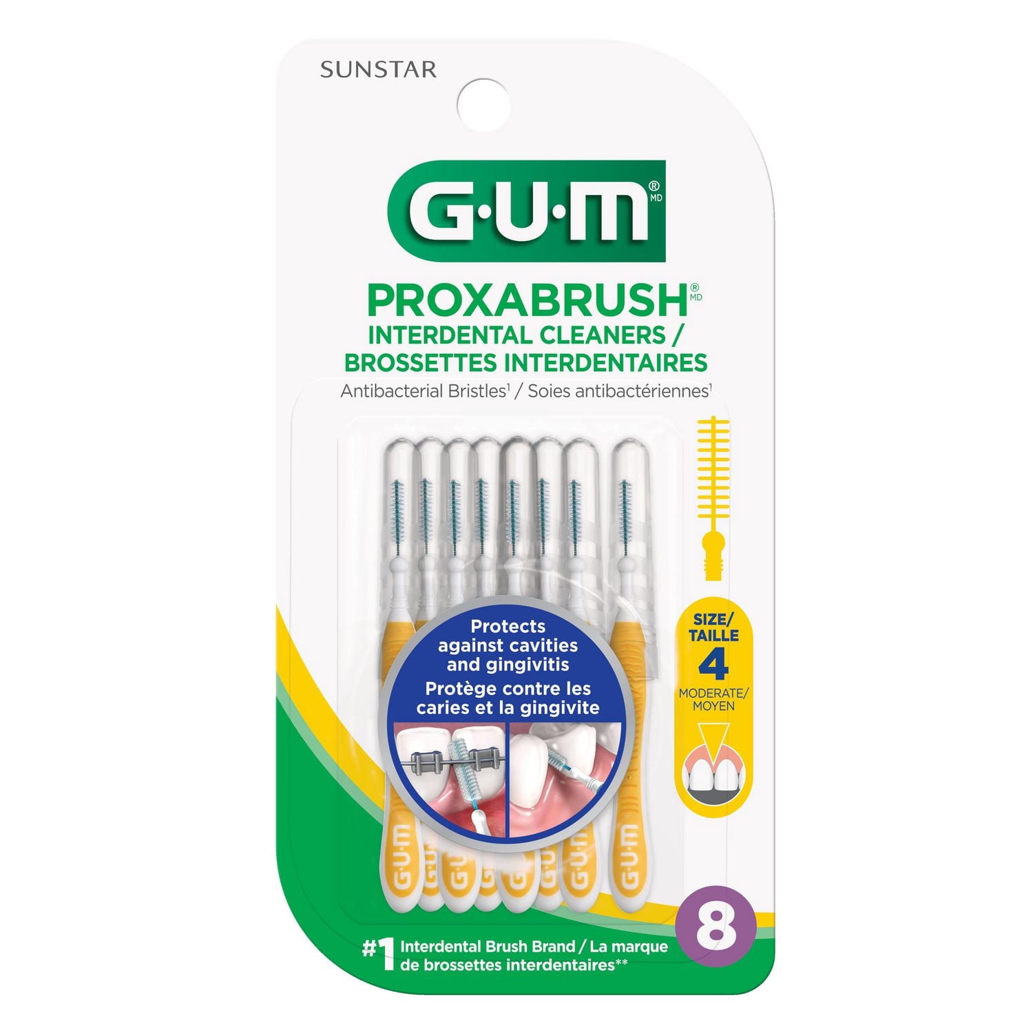 GUM® Proxabrush® Interdental Cleaning Brushes, Moderate, Remove up to 25% more plaque, 8 Count