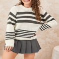 thumbnail image 3 of Women‘s Fall Loose Knit Tops Stripe Print Long Sleeve Sweaters, 3 of 9