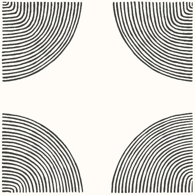FloorPops Luminary Carreaux de Sol Autocollants, Ensemble de 20, Présentant des Motifs Géométriques en Noir et Blanc en Quart de Cercle sur des Carreaux en Vinyle Vierge de 12 par 12 Pouces, avec une Finition Texturée à Faible Éclat et un Adhésif permanent, Résistants à l'Eau et Lavables, Conçus pour une installation Facile à Peler et Coller Sans Coulis, Convenant aux Planchers de Style Mi‐siècle Moderne et à des Mises à Jour Rapides des Planchers.