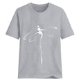thumbnail image 3 of 2025 Femmes Décontracté Imprimé Chemise Foncée pour Femmes Chemise Col Rond Manches Courtes Hauts de Travail pour Femmes T-Shirt Hauts, 3 of 3