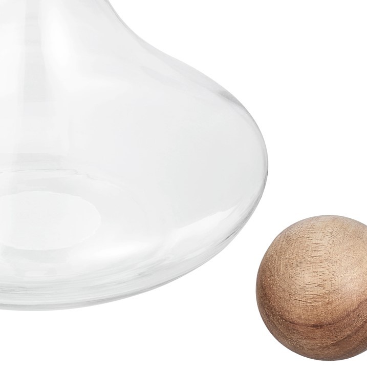 Better Homes & Gardens Carafe à décanter en verre pour le vin avec bouchon en bois en forme de sphère, capacité de 85 oz (2,5 L)