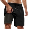 thumbnail image 1 of HXWCHs Pool Party Men's Beachwear Board Shorts with Inner Compression Liner and Pocketed Design for Swim Trunks featuring Inseam Comfort and Quick-Dry Fabric XXL Black, 1 of 4