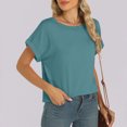 thumbnail image 4 of Binmer T-Shirt à Manches Courtes Décontracté pour Femme, Couleur Unie, Col Rond, 4 of 9