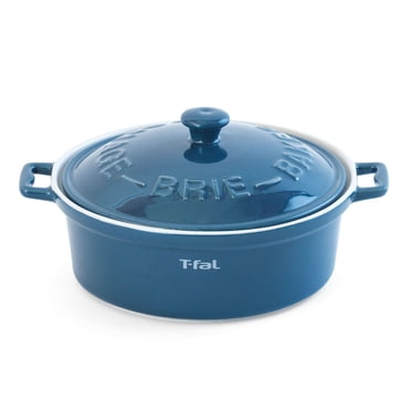 Plat de cuisson pour brie T-Fal en céramique avec couvercle et poignées (7 po/18 cm), bleu