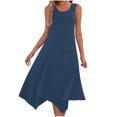 thumbnail image 2 of Liquidation d'Été 2025! Robe Grande Taille pour Femmes, Liquidation d'Été pour Femmes, Robes Sans Manches à Col Rond avec Cordon de Serrage, Robe Décontractée à Volants en Ligne A Mini, 2 of 5