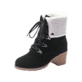 thumbnail image 1 of jsaierl Snow Booties Women's Solid Color Lace Up Ankle Boots Low Heel Comfy Fleece Suede Booties, 1 of 3