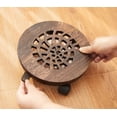thumbnail image 3 of Panier à Plantes en Bois Robuste, Jardinière Roulante avec Roulettes Pivotantes, Support de Pot de Fleurs Mobile, Étagère Ronde pour Plantes avec Roues Verrouillables ( ), 3 of 9