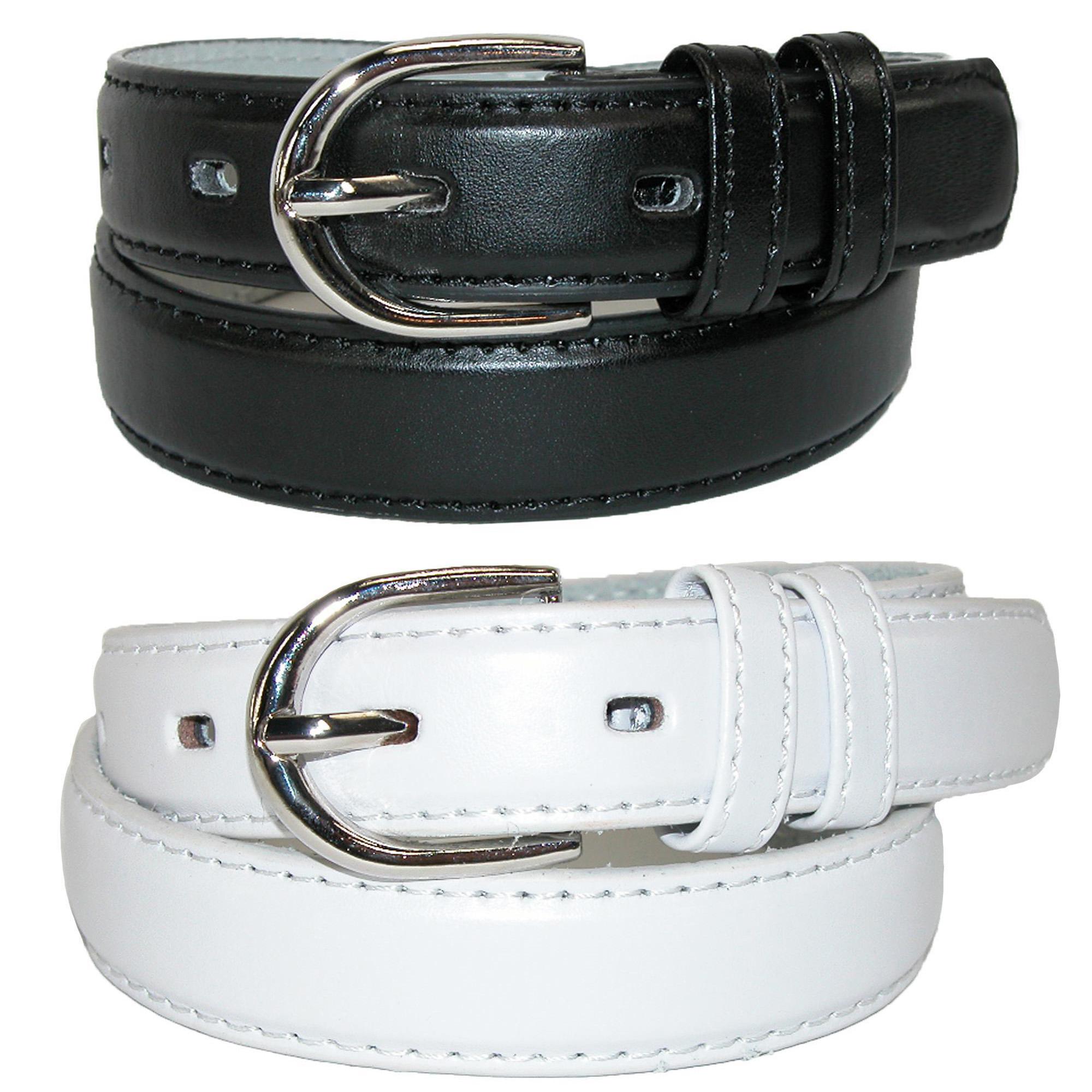 CTM® Ceinture Habillée en Cuir de Base pour Enfant (Lot de 2 Couleurs)
