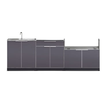 NewAge Products Armoire de Cuisine Extérieure en Aluminium, Ensemble de 3 Pcs avec Bar, Gril et Évier