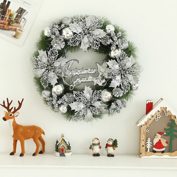 PEONAVET Christmas Wreath Garland Door Hanging 40CM Christmas Ornaments Christmas Tree Rattan Hanging Ornaments Scene Layout Door Decoration Christmas