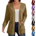 thumbnail image 1 of yoeyez Cardigan Sweaters for Women Lightweight Open Front Cardigans Plus Size Trendy Cardigan Fall Sweaters Coat with Pockets Khaki,L, 1 of 7