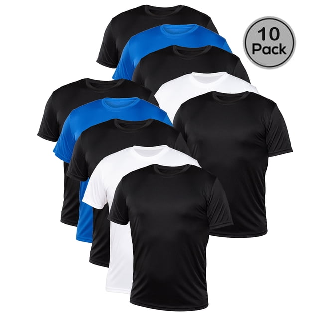 Blank Activewear Lot de 10 T-Shirts pour Hommes, Tissu de Performance à Séchage Rapide