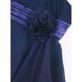 thumbnail image 4 of Aislor Robe Fleurie en Mousseline Asymétrique pour Filles, Enfants, Froncée, Sans Manches, Perlée, Mariage, Demoiselle d'Honneur, Robe Formelle, Bleu Marine, 6, 4 of 7