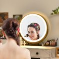 thumbnail image 3 of Giantex Ensemble de Coiffeuse avec Miroir Éclairé, Table de Maquillage Moderne avec Armoire de Rangement, Luminosité Réglable et Écran Tactile pour Chambre, Blanc, 3 of 10