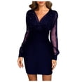 thumbnail image 1 of Ketyyh-chn99 Robes Grande Taille pour Femmes Décontractées de Plage, Combishorts, Manches à Volants, Shorts, Mini-Robe Bleu, G, 1 of 5