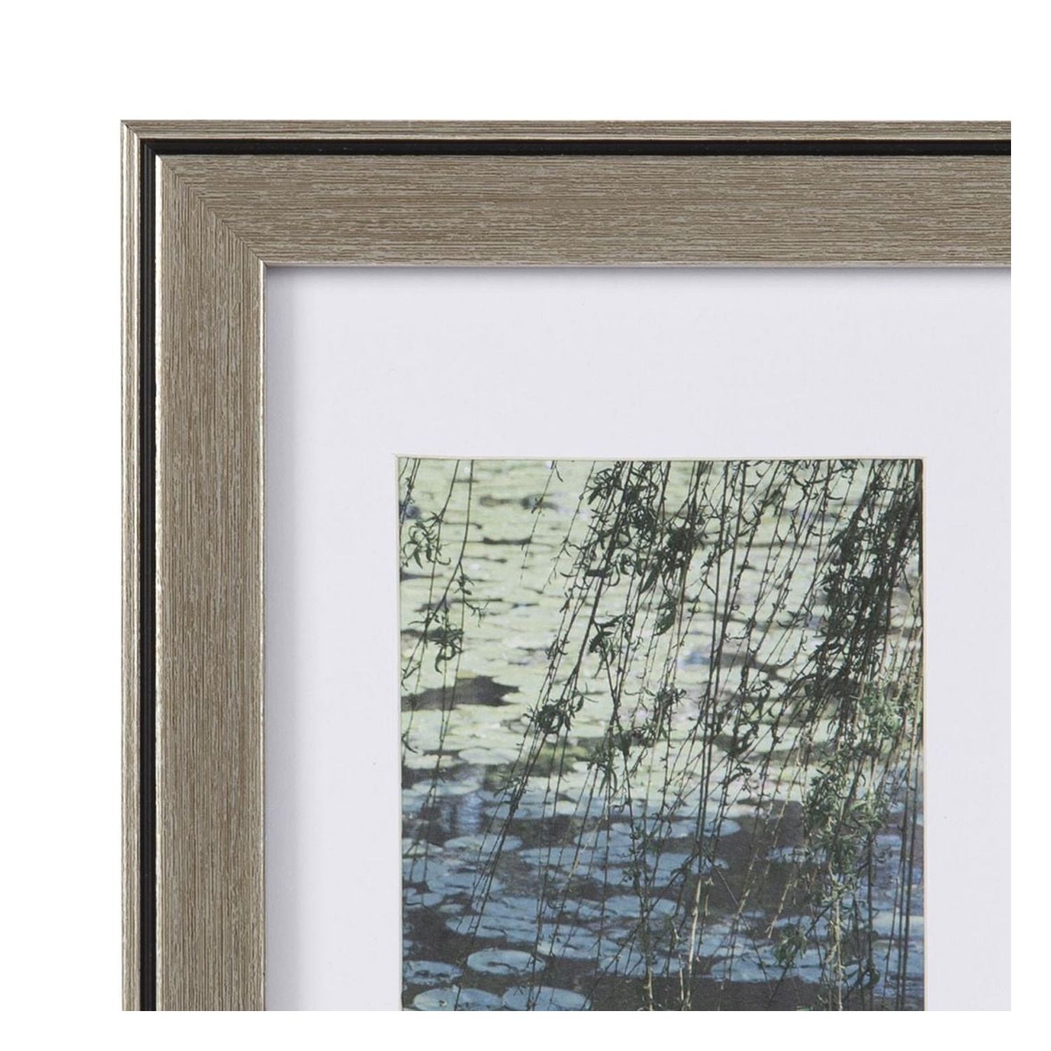 DesignOvation Aubree 8" x 10" Matted to 5" 7" Silver Picture Frame