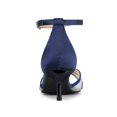 thumbnail image 4 of BLISSFUL STEP Women's Rhinestone Mesh Kitten Heels Sandals Navy Blue (Size 9), 4 of 7