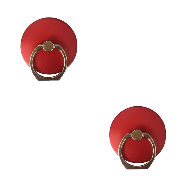 kurtrusly Finger Grip Metal Ring 360° Stand Holder For Mobile Phone Tablet Round Ring Red 2Set