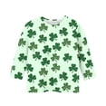 thumbnail image 4 of Tauxra Chandail de la Saint-Patrick pour Adultes, Chandail à Col Rond Imprimé à Manches 3/4, T-Shirt Décontracté à Manches Longues avec Graphique de Trèfle pour Activités Festives, 4 of 6