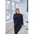 thumbnail image 2 of Revive Loungewear Deux Pièces Ensemble de Salon Sweat-Shirt Col Rond et Pantalon de Jogging pour Femmes - Noir, Grand, 2 of 5