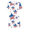 thumbnail image 3 of LNGOOR Robes d'Été de Jour de l'Indépendance pour les Femmes à Manches Courtes Étoiles Rayures Imprimées Casual Col Rond une-Ligne Mini Robe, 3 of 4