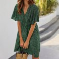 thumbnail image 4 of SMihono Robe d'Été Grande Taille pour Femmes 2023 Mode Imprimée Décontractée Printemps et Été Col en V Manches Courtes Longueur Genou, 4 of 4