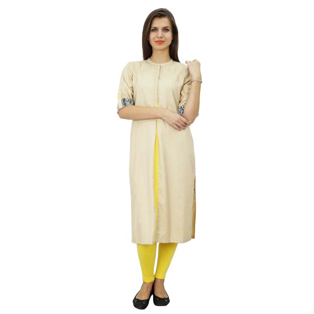 Bimba Tunique pour Femme à Manches 3/4 Longue Kurta Kurti Blouse Ethnique Indienne