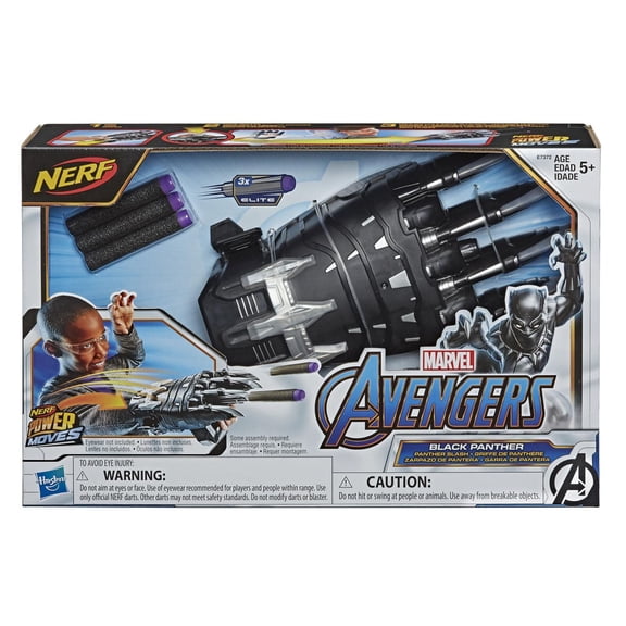 NERF Power Moves Marvel Avengers Black Panther Power Slash Claw NERF Dart-Launching Toy for Kids Roleplay