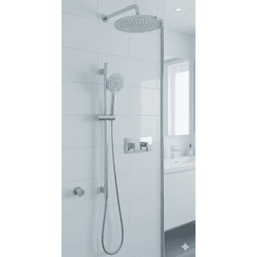 Frederick York 8-Piece Chrome Shower Kit: 12” Rainhead, 3-Function Handshower, Solid Brass - FRY8001KITCP