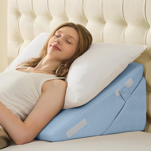 Wedge Pillows for Adult Adjustable Bed Wedge Pillow for Post Surgery Triangle Pillow Headboard with Bolster Cushion for Sleeping Acid Reflux Neck & Back Support and Dark G