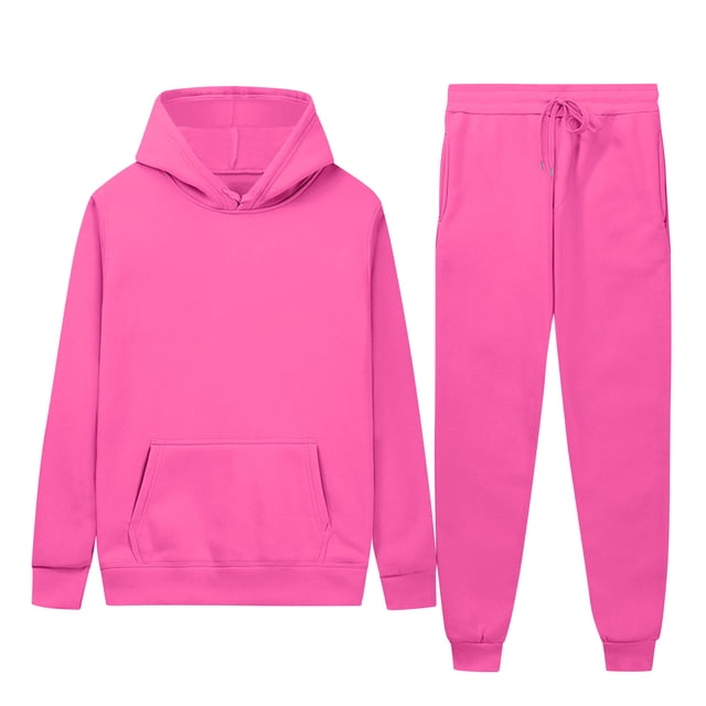 Gspmoly Tshirts for Men, Men'S Casual Oversize Solid Color Drawstring Trouser Long Sleeve Hooded Set Going Out Tops Weekly Deals