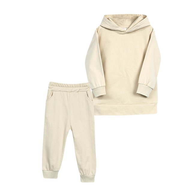 Cameland Long Sleeved Hooded Top Set Children Top and Pants Two-Piece Set Solid Color Girl Hoodie Set Long Sleeve Set