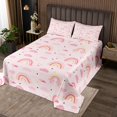 thumbnail image 2 of Erosebridal Pink Rainbow Coverlet Set Twin, Cartoon Stars Bedding Set, Girls Kids 2-Piece, 2 of 5