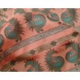 thumbnail image 4 of oneOone Silk Tabby Fabric Peacock Block Print Fabric By The Yard 42 Inch Wide, 4 of 4