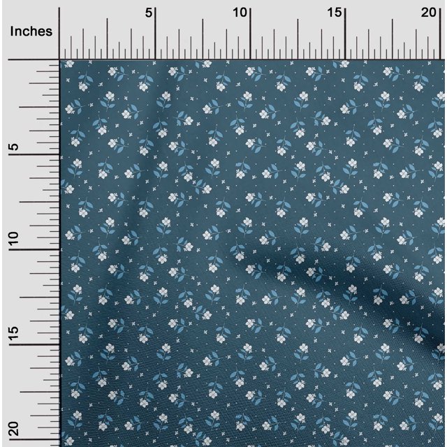oneOone Velvet Teal Blue Fabric Florals Craft Projects Decor Fabric Printed By The Yard 58 Inch Wide